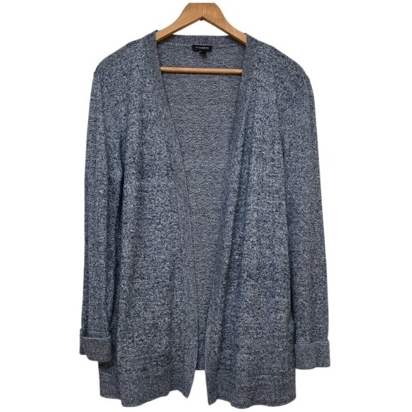 Talbots Heathered Navy and white open cardigan with pockets M - Picture 1 of 7
